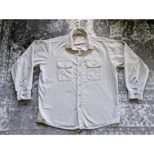 Vintage Five Brother Flannel Shirt Beige Chamois - XL TALLMAN, Made in USA